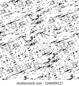 Grunge overlay layer. Abstract black and white vector background. Monochrome vintage surface with dirty pattern in cracks, spots, dots. Old painted wall in dark horror style design