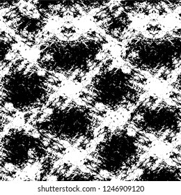 Grunge overlay layer. Abstract black and white vector background. Monochrome vintage surface with dirty pattern in cracks, spots, dots. Old painted wall in dark horror style design