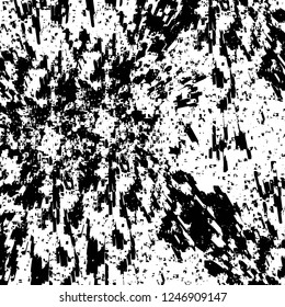 Grunge overlay layer. Abstract black and white vector background. Monochrome vintage surface with dirty pattern in cracks, spots, dots. Old painted wall in dark horror style design