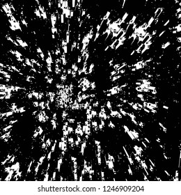 Grunge overlay layer. Abstract black and white vector background. Monochrome vintage surface with dirty pattern in cracks, spots, dots. Old painted wall in dark horror style design