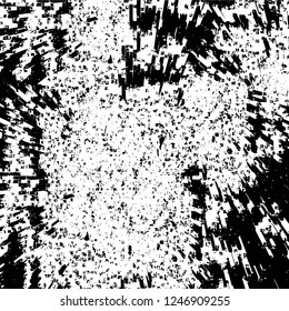Grunge overlay layer. Abstract black and white vector background. Monochrome vintage surface with dirty pattern in cracks, spots, dots. Old painted wall in dark horror style design