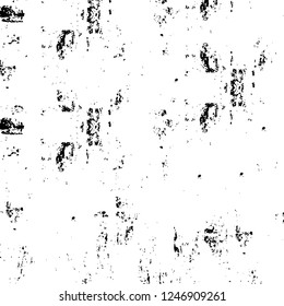 Grunge overlay layer. Abstract black and white vector background. Monochrome vintage surface with dirty pattern in cracks, spots, dots. Old painted wall in dark horror style design