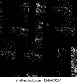 Grunge overlay layer. Abstract black and white vector background. Monochrome vintage surface with dirty pattern in cracks, spots, dots. Old painted wall in dark horror style design