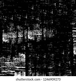 Grunge overlay layer. Abstract black and white vector background. Monochrome vintage surface with dirty pattern in cracks, spots, dots. Old painted wall in dark horror style design
