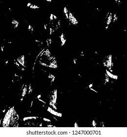 Grunge overlay layer. Abstract black and white vector background. Monochrome vintage surface with dirty pattern in cracks, spots, dots. Old painted wall in dark horror style design
