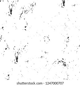 Grunge overlay layer. Abstract black and white vector background. Monochrome vintage surface with dirty pattern in cracks, spots, dots. Old painted wall in dark horror style design