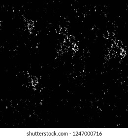 Grunge overlay layer. Abstract black and white vector background. Monochrome vintage surface with dirty pattern in cracks, spots, dots. Old painted wall in dark horror style design