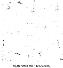 Grunge overlay layer. Abstract black and white vector background. Monochrome vintage surface with dirty pattern in cracks, spots, dots. Old painted wall in dark horror style design