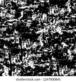 Grunge overlay layer. Abstract black and white vector background. Monochrome vintage surface with dirty pattern in cracks, spots, dots. Old painted wall in dark horror style design
