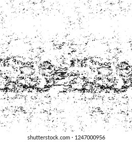 Grunge overlay layer. Abstract black and white vector background. Monochrome vintage surface with dirty pattern in cracks, spots, dots. Old painted wall in dark horror style design