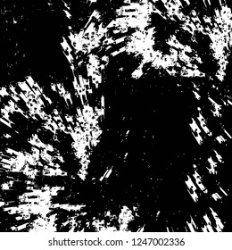 Grunge overlay layer. Abstract black and white vector background. Monochrome vintage surface with dirty pattern in cracks, spots, dots. Old painted wall in dark horror style design