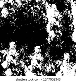 Grunge overlay layer. Abstract black and white vector background. Monochrome vintage surface with dirty pattern in cracks, spots, dots. Old painted wall in dark horror style design