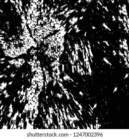 Grunge overlay layer. Abstract black and white vector background. Monochrome vintage surface with dirty pattern in cracks, spots, dots. Old painted wall in dark horror style design