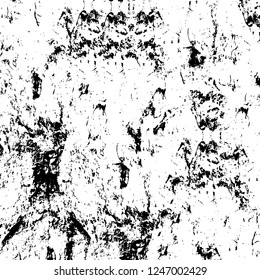 Grunge overlay layer. Abstract black and white vector background. Monochrome vintage surface with dirty pattern in cracks, spots, dots. Old painted wall in dark horror style design