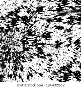 Grunge overlay layer. Abstract black and white vector background. Monochrome vintage surface with dirty pattern in cracks, spots, dots. Old painted wall in dark horror style design