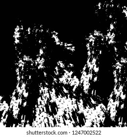 Grunge overlay layer. Abstract black and white vector background. Monochrome vintage surface with dirty pattern in cracks, spots, dots. Old painted wall in dark horror style design