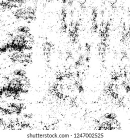 Grunge overlay layer. Abstract black and white vector background. Monochrome vintage surface with dirty pattern in cracks, spots, dots. Old painted wall in dark horror style design