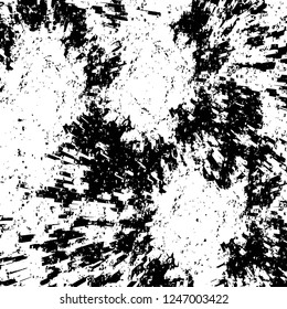Grunge overlay layer. Abstract black and white vector background. Monochrome vintage surface with dirty pattern in cracks, spots, dots. Old painted wall in dark horror style design