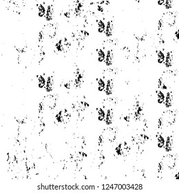 Grunge overlay layer. Abstract black and white vector background. Monochrome vintage surface with dirty pattern in cracks, spots, dots. Old painted wall in dark horror style design