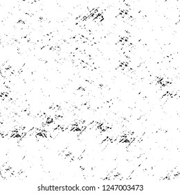 Grunge overlay layer. Abstract black and white vector background. Monochrome vintage surface with dirty pattern in cracks, spots, dots. Old painted wall in dark horror style design
