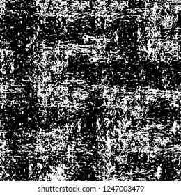 Grunge overlay layer. Abstract black and white vector background. Monochrome vintage surface with dirty pattern in cracks, spots, dots. Old painted wall in dark horror style design