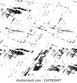 Grunge overlay layer. Abstract black and white vector background. Monochrome vintage surface with dirty pattern in cracks, spots, dots. Old painted wall in dark horror style design