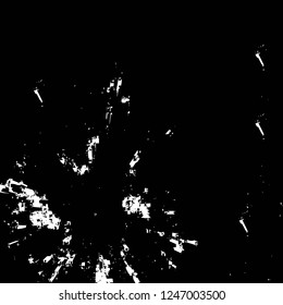 Grunge overlay layer. Abstract black and white vector background. Monochrome vintage surface with dirty pattern in cracks, spots, dots. Old painted wall in dark horror style design