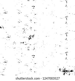 Grunge overlay layer. Abstract black and white vector background. Monochrome vintage surface with dirty pattern in cracks, spots, dots. Old painted wall in dark horror style design