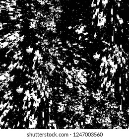 Grunge overlay layer. Abstract black and white vector background. Monochrome vintage surface with dirty pattern in cracks, spots, dots. Old painted wall in dark horror style design