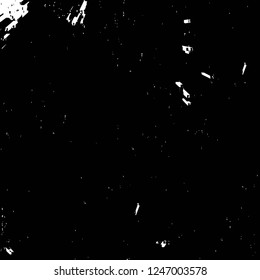 Grunge overlay layer. Abstract black and white vector background. Monochrome vintage surface with dirty pattern in cracks, spots, dots. Old painted wall in dark horror style design