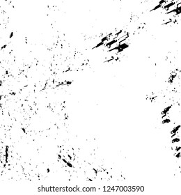 Grunge overlay layer. Abstract black and white vector background. Monochrome vintage surface with dirty pattern in cracks, spots, dots. Old painted wall in dark horror style design