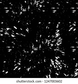 Grunge overlay layer. Abstract black and white vector background. Monochrome vintage surface with dirty pattern in cracks, spots, dots. Old painted wall in dark horror style design