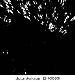 Grunge overlay layer. Abstract black and white vector background. Monochrome vintage surface with dirty pattern in cracks, spots, dots. Old painted wall in dark horror style design