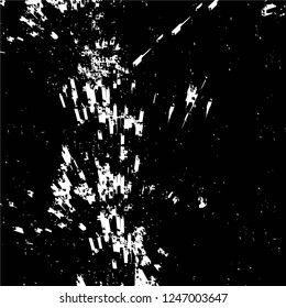 Grunge overlay layer. Abstract black and white vector background. Monochrome vintage surface with dirty pattern in cracks, spots, dots. Old painted wall in dark horror style design