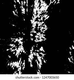 Grunge overlay layer. Abstract black and white vector background. Monochrome vintage surface with dirty pattern in cracks, spots, dots. Old painted wall in dark horror style design