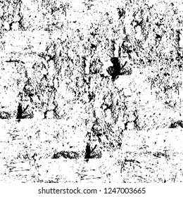 Grunge overlay layer. Abstract black and white vector background. Monochrome vintage surface with dirty pattern in cracks, spots, dots. Old painted wall in dark horror style design