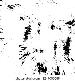 Grunge overlay layer. Abstract black and white vector background. Monochrome vintage surface with dirty pattern in cracks, spots, dots. Old painted wall in dark horror style design
