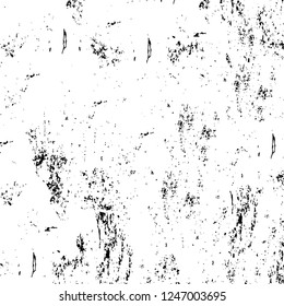 Grunge overlay layer. Abstract black and white vector background. Monochrome vintage surface with dirty pattern in cracks, spots, dots. Old painted wall in dark horror style design