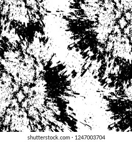 Grunge overlay layer. Abstract black and white vector background. Monochrome vintage surface with dirty pattern in cracks, spots, dots. Old painted wall in dark horror style design