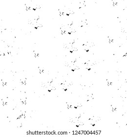 Grunge overlay layer. Abstract black and white vector background. Monochrome vintage surface with dirty pattern in cracks, spots, dots. Old painted wall in dark horror style design