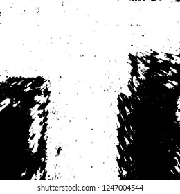 Grunge overlay layer. Abstract black and white vector background. Monochrome vintage surface with dirty pattern in cracks, spots, dots. Old painted wall in dark horror style design