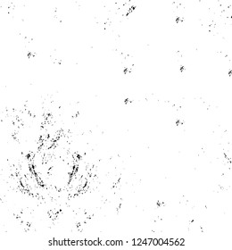 Grunge overlay layer. Abstract black and white vector background. Monochrome vintage surface with dirty pattern in cracks, spots, dots. Old painted wall in dark horror style design