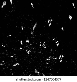 Grunge overlay layer. Abstract black and white vector background. Monochrome vintage surface with dirty pattern in cracks, spots, dots. Old painted wall in dark horror style design