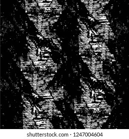Grunge overlay layer. Abstract black and white vector background. Monochrome vintage surface with dirty pattern in cracks, spots, dots. Old painted wall in dark horror style design