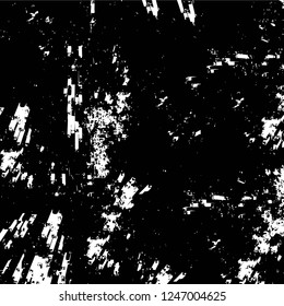 Grunge overlay layer. Abstract black and white vector background. Monochrome vintage surface with dirty pattern in cracks, spots, dots. Old painted wall in dark horror style design