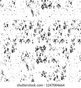 Grunge overlay layer. Abstract black and white vector background. Monochrome vintage surface with dirty pattern in cracks, spots, dots. Old painted wall in dark horror style design