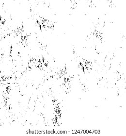 Grunge overlay layer. Abstract black and white vector background. Monochrome vintage surface with dirty pattern in cracks, spots, dots. Old painted wall in dark horror style design