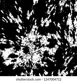 Grunge overlay layer. Abstract black and white vector background. Monochrome vintage surface with dirty pattern in cracks, spots, dots. Old painted wall in dark horror style design