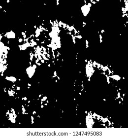 Grunge overlay layer. Abstract black and white vector background. Monochrome vintage surface with dirty pattern in cracks, spots, dots. Old painted wall in dark horror style design