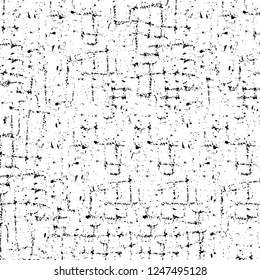 Grunge overlay layer. Abstract black and white vector background. Monochrome vintage surface with dirty pattern in cracks, spots, dots. Old painted wall in dark horror style design